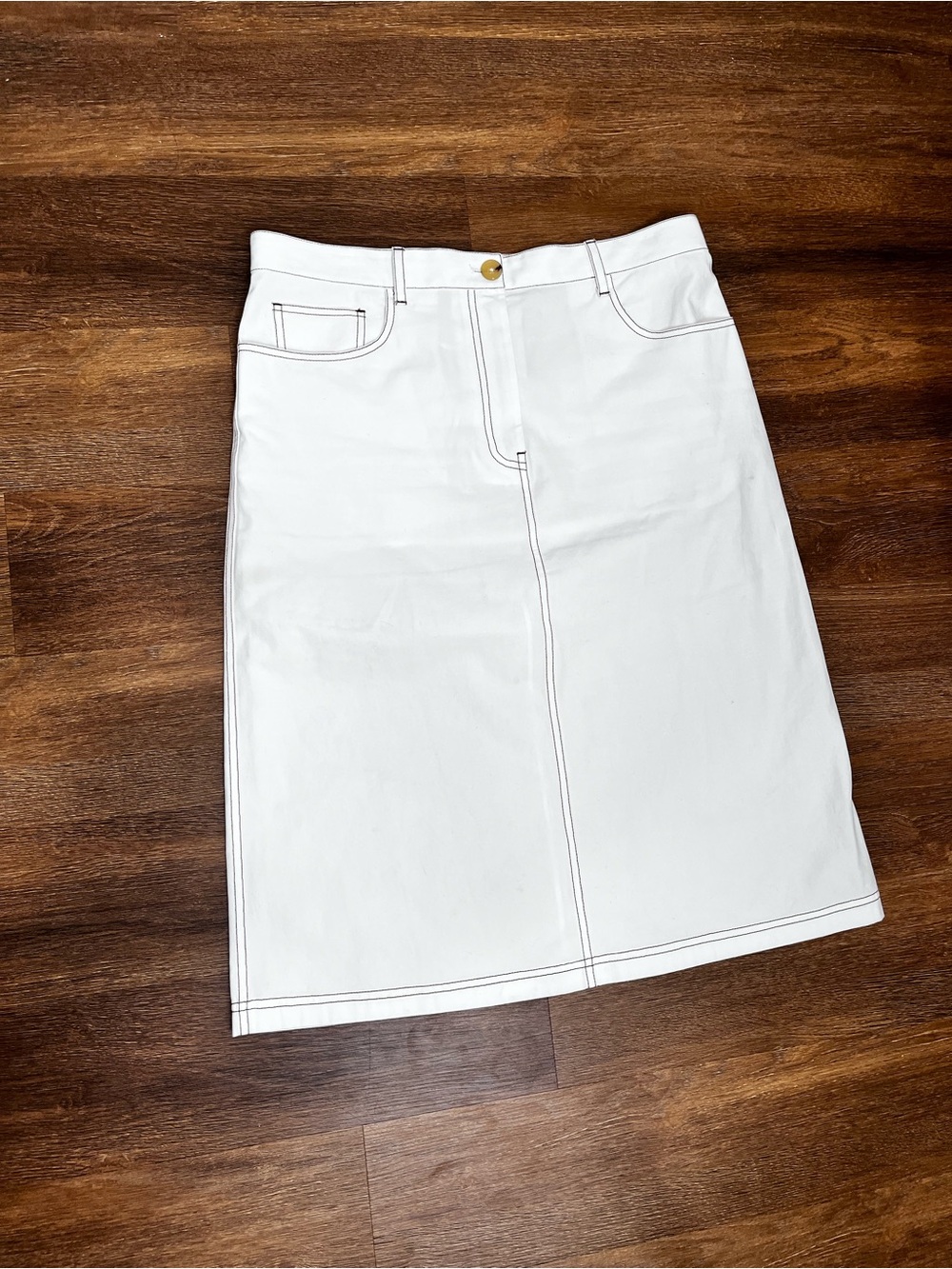 Toteme White Denim Skirt Size 10 - Picture 3 of 7